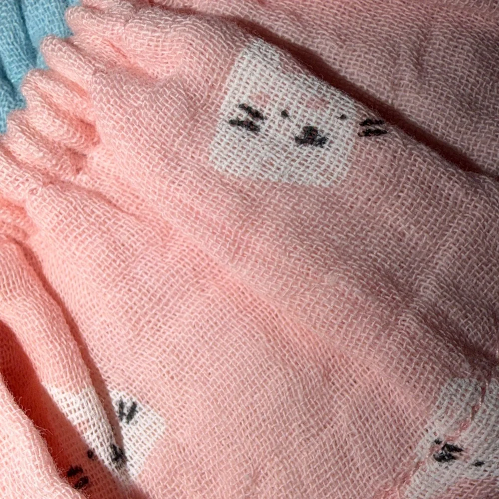 Baby Star and Bear Cat‎ Print Muslin Bibs Set - Blue, Pink, Gray NWOT